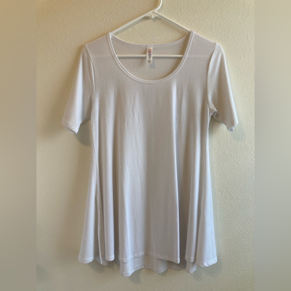 LuLaRoe Perfect T Solid White Tunic Top Size XXS Side Slits